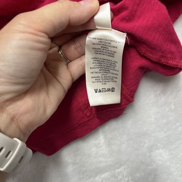 Anthropologie Ruffle V-Neck Long Sleeve Top Womens XS Pink Fuchsia Edwardian - Picture 9 of 11